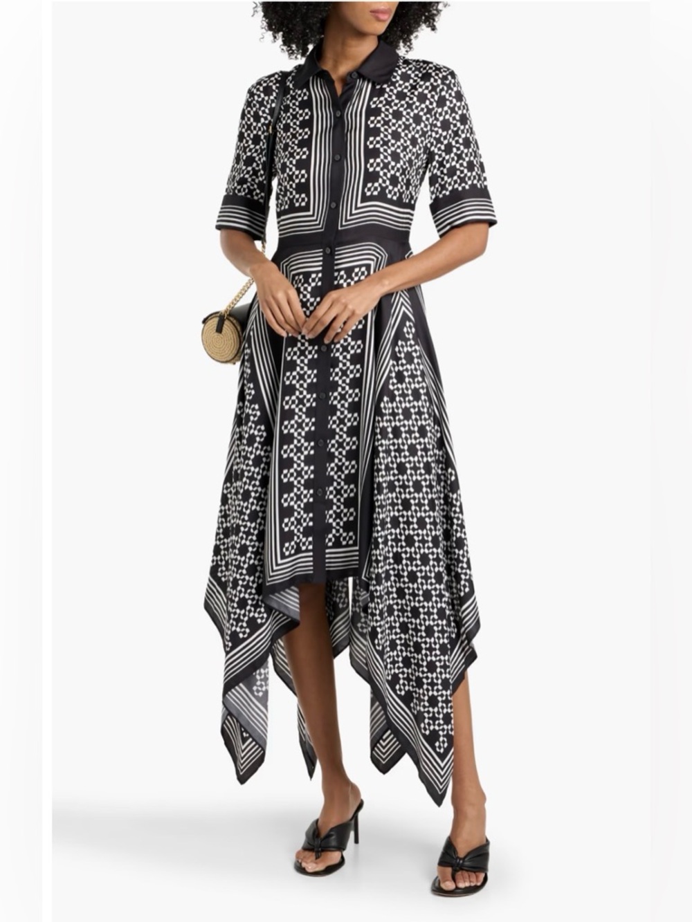 SIMKHAI
Abrielle printed TENCEL™ and silk-blend maxi shirt dress size L- NWT - Picture 2 of 13